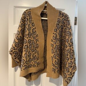 Leopard Print Open Front Sweater